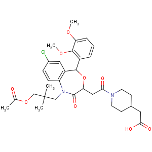 CAS No:189060-13-7 4-Piperidineaceticacid,1-[2-[(3R,5S)-1-[3-(acetyloxy)-2,2-dimethylpropyl]-7-chloro-5-(2,3-dimethoxyphenyl)-1,2,3,5-tetrahydro-2-oxo-4,1-benzoxazepin-3-yl]acetyl]-