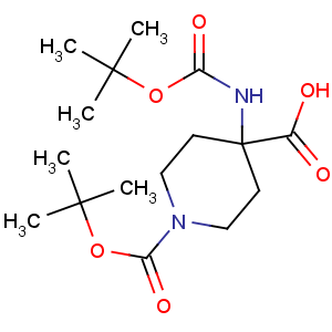 CAS No:189321-65-1 1-[(2-methylpropan-2-yl)oxycarbonyl]-4-[(2-methylpropan-2-yl)<br />oxycarbonylamino]piperidine-4-carboxylic acid