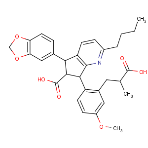 CAS No:198279-45-7 (7R,8R,9R)-7-benzo[1,3]dioxol-5-yl-3-butyl-9-[2-[(2S)-2-carboxypropyl]-4-methoxy-phenyl]-2-azabicyclo[4.3.0]nona-2,4,10-triene-8-carboxylic acid