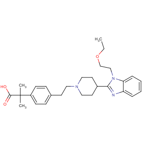 CAS No:202189-78-4 2-[4-[2-[4-[1-(2-ethoxyethyl)benzimidazol-2-yl]piperidin-1-yl]ethyl]<br />phenyl]-2-methylpropanoic acid