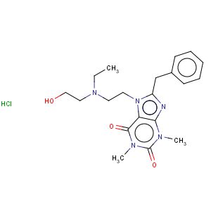 CAS No:20684-06-4 1H-Purine-2,6-dione,7-[2-[ethyl(2-hydroxyethyl)amino]ethyl]-3,7-dihydro-1,3-dimethyl-8-(phenylmethyl)-,hydrochloride (1:1)