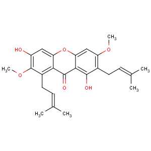 CAS No:20931-37-7 1,6-dihydroxy-3,7-dimethoxy-2,8-bis(3-methylbut-2-enyl)xanthen-9-one
