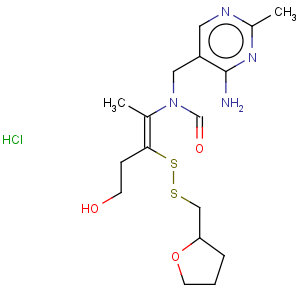 CAS No:2105-43-3 Formamide,N-[(4-amino-2-methyl-5-pyrimidinyl)methyl]-N-[4-hydroxy-1-methyl-2-[[(tetrahydro-2-furanyl)methyl]dithio]-1-buten-1-yl]-,hydrochloride (1:1)