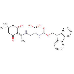 CAS No:210830-03-8 (2R)-3-[1-(4,4-dimethyl-2,<br />6-dioxocyclohexylidene)ethylamino]-2-(9H-fluoren-9-<br />ylmethoxycarbonylamino)propanoic acid