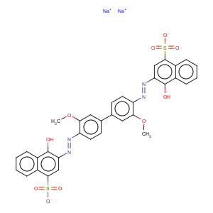 CAS No:2429-71-2 1-Naphthalenesulfonicacid,3,3'-[(3,3'-dimethoxy[1,1'-biphenyl]-4,4'-diyl)bis(2,1-diazenediyl)]bis[4-hydroxy-,sodium salt (1:2)