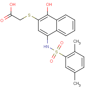 CAS No:2429-75-6 2-[4-[(2,<br />5-dimethylphenyl)sulfonylamino]-1-hydroxynaphthalen-2-yl]sulfanylacetic<br />acid