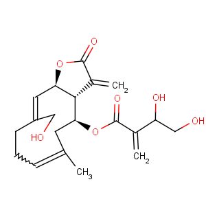 CAS No:24394-09-0 Butanoic acid,3,4-dihydroxy-2-methylene-,(3aR,4S,6E,10Z,11aR)-2,3,3a,4,5,8,9,11a-octahydro-10-(hydroxymethyl)-6-methyl-3-methylene-2-oxocyclodeca[b]furan-4-ylester, (3R)-