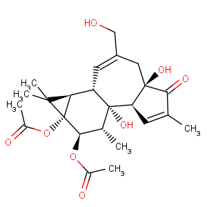 CAS No:24928-15-2 5H-Cyclopropa[3,4]benz[1,2-e]azulen-5-one,9,9a-bis(acetyloxy)-1,1a,1b,4,4a,7a,7b,8,9,9a-decahydro-4a,7b-dihydroxy-3-(hydroxymethyl)-1,1,6,8-tetramethyl-,(1aR,1bS,4aR,7aS,7bS,8R,9R,9aS)-