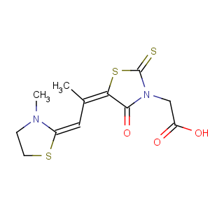 CAS No:25651-76-7 5-[1-Methyl-2-(3-methylthiazolidin-2-ylidene)ethylidene]-4-oxo-2-thioxothiazolidin-3-acetic acid