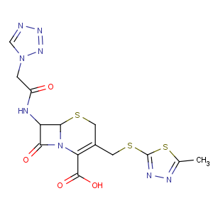 CAS No:25953-19-9 (6R,7R)-3-[(5-methyl-1,3,<br />4-thiadiazol-2-yl)sulfanylmethyl]-8-oxo-7-[[2-(tetrazol-1-yl)acetyl]<br />amino]-5-thia-1-azabicyclo[4.2.0]oct-2-ene-2-carboxylic acid