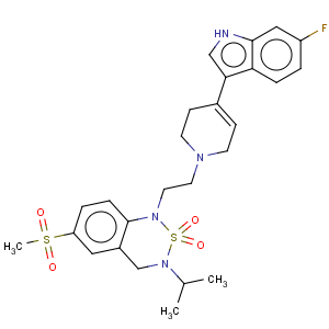 CAS No:271780-64-4 1-{2-[4-(6-Fluoro-1H-indol-3-yl)-3,6-dihydro-2H-pyridin-1-yl]-ethyl}-3-isopropyl-6-methanesulfonyl-3,4-dihydro-1H-benzo[1,2,6]thiadiazine 2,2-dioxide