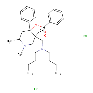 CAS No:28143-74-0 4-Piperidinol,5-[(dibutylamino)methyl]-1,2,5-trimethyl-4-phenyl-, 4-benzoate, hydrochloride(1:2)