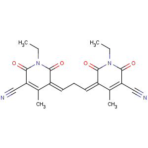 CAS No:28172-08-9 3-Pyridinecarbonitrile,5-[3-(5-cyano-1-ethyl-1,6-dihydro-4-methyl-2,6-dioxo-3(2H)-pyridinylidene)-1-propen-1-yl]-1-ethyl-1,2-dihydro-6-hydroxy-4-methyl-2-oxo-