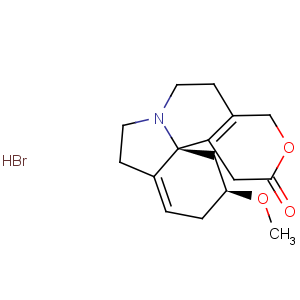 CAS No:29734-68-7 1H,12H-Pyrano[4',3':3,4]pyrido[2,1-i]indol-12-one,2,3,5,6,8,9,10,13-octahydro-2-methoxy-, hydrobromide (1:1), (2S,13bS)-