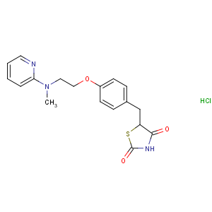 CAS No:302543-62-0 5-[[4-[2-[methyl(pyridin-2-yl)amino]ethoxy]phenyl]methyl]-1,<br />3-thiazolidine-2,4-dione