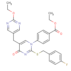 CAS No:306974-70-9 ethyl<br />4-[5-[(2-ethoxypyrimidin-5-yl)methyl]-2-[(4-fluorophenyl)methylsulfanyl]<br />-4-oxopyrimidin-1-yl]benzoate