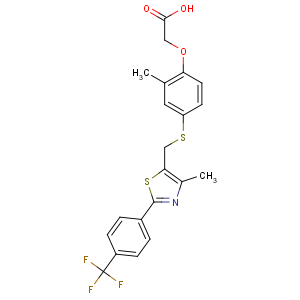 CAS No:317318-70-0 2-[2-methyl-4-[[4-methyl-2-[4-(trifluoromethyl)phenyl]-1,<br />3-thiazol-5-yl]methylsulfanyl]phenoxy]acetic acid