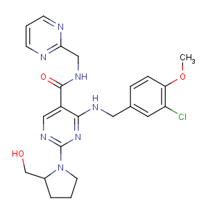 CAS No:330784-47-9 4-[(3-chloro-4-methoxyphenyl)methylamino]-2-[(2S)-2-(hydroxymethyl)<br />pyrrolidin-1-yl]-N-(pyrimidin-2-ylmethyl)pyrimidine-5-carboxamide