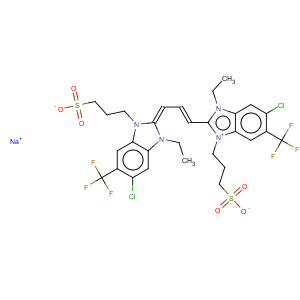 CAS No:33628-07-8 1H-Benzimidazolium,6-chloro-2-[3-[5-chloro-3-ethyl-1,3-dihydro-1-(4-sulfobutyl)-6-(trifluoromethyl)-2H-benzimidazol-2-ylidene]-1-propen-1-yl]-1-ethyl-3-(4-sulfobutyl)-5-(trifluoromethyl)-,inner salt, sodium salt (1:1)