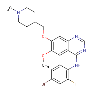 CAS No:338992-00-0 N-(4-bromo-2-fluorophenyl)-6-methoxy-7-[(1-methylpiperidin-4-yl)methoxy]<br />quinazolin-4-amine