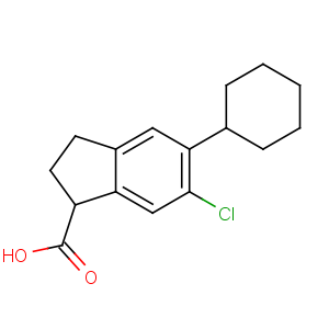 CAS No:34148-01-1 6-chloro-5-cyclohexyl-2,3-dihydro-1H-indene-1-carboxylic acid