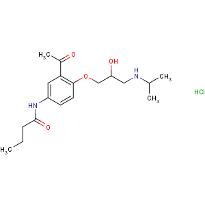 CAS No:34381-68-5 N-[3-acetyl-4-[2-hydroxy-3-(propan-2-ylamino)propoxy]phenyl]butanamide