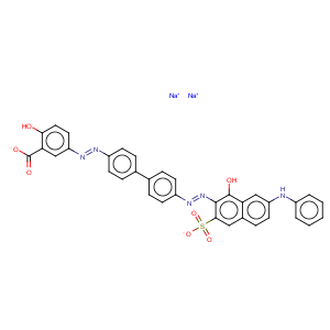 CAS No:3476-90-2 Benzoic acid,2-hydroxy-5-[2-[4'-[2-[1-hydroxy-7-(phenylamino)-3-sulfo-2-naphthalenyl]diazenyl][1,1'-biphenyl]-4-yl]diazenyl]-,sodium salt (1:2)