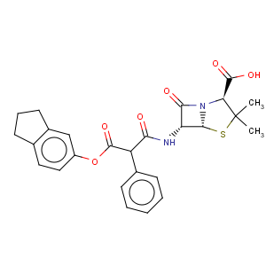 CAS No:35531-88-5 4-Thia-1-azabicyclo[3.2.0]heptane-2-carboxylicacid,6-[[3-[(2,3-dihydro-1H-inden-5-yl)oxy]-1,3-dioxo-2-phenylpropyl]amino]-3,3-dimethyl-7-oxo-,(2S,5R,6R)-