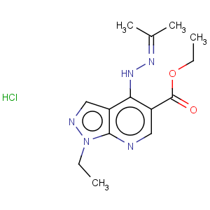 CAS No:35838-58-5 1H-Pyrazolo[3,4-b]pyridine-5-carboxylicacid, 1-ethyl-4-[2-(1-methylethylidene)hydrazinyl]-, ethyl ester, hydrochloride(1:1)
