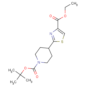 CAS No:365413-31-6 ethyl<br />2-[1-[(2-methylpropan-2-yl)oxycarbonyl]piperidin-4-yl]-1,<br />3-thiazole-4-carboxylate