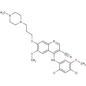 CAS No:380843-75-4 4-(2,<br />4-dichloro-5-methoxyanilino)-6-methoxy-7-[3-(4-methylpiperazin-1-yl)<br />propoxy]quinoline-3-carbonitrile