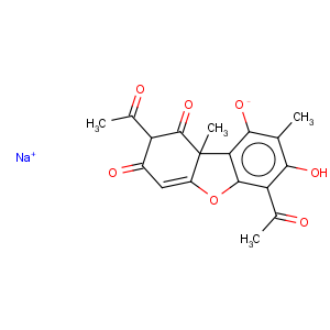 CAS No:39012-86-7 1,3(2H,9bH)-Dibenzofurandione,2,6-diacetyl-7,9-dihydroxy-8,9b-dimethyl-, sodium salt (1:?)