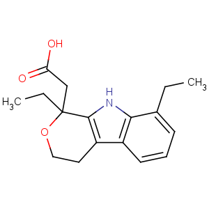 CAS No:41340-25-4 2-(1,8-diethyl-4,9-dihydro-3H-pyrano[3,4-b]indol-1-yl)acetic acid