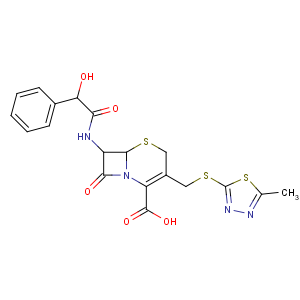 CAS No:41952-52-7 (6R,7R)-7-[[(2R)-2-hydroxy-2-phenylacetyl]amino]-3-[(5-methyl-1,3,<br />4-thiadiazol-2-yl)sulfanylmethyl]-8-oxo-5-thia-1-azabicyclo[4.2.0]oct-2-<br />ene-2-carboxylic acid