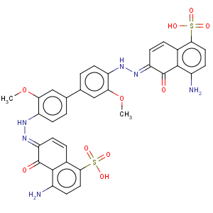 CAS No:4247-14-7 (6E,6'E)-6,6'-[(3,3'-dimethoxybiphenyl-4,4'-diyl)di(1E)hydrazin-2-yl-1-ylidene]bis(4-amino-5-oxo-5,6-dihydronaphthalene-1-sulfonic acid)