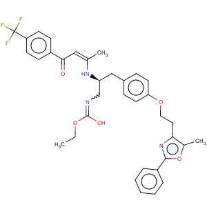 CAS No:436159-64-7 ethyl [(2S)-3-{4-[2-(5-methyl-2-phenyl-1,3-oxazol-4-yl)ethoxy]phenyl}-2-({(2Z)-4-oxo-4-[4-(trifluoromethyl)phenyl]but-2-en-2-yl}amino)propyl]carbamate