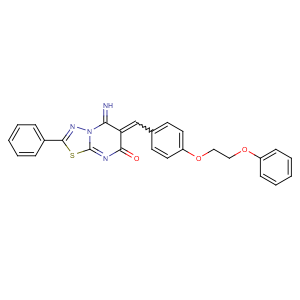 CAS No:4364-10-7 (5E)-5-imino-6-{[4-(2-phenoxyethoxy)phenyl]methylidene}-2-phenyl-5,6-dihydro-7H-[1,3,4]thiadiazolo[3,2-a]pyrimidin-7-one