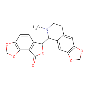CAS No:485-49-4 (6R)-6-[(5S)-6-methyl-7,8-dihydro-5H-[1,3]dioxolo[4,<br />5-g]isoquinolin-5-yl]-6H-furo[3,4-g][1,3]benzodioxol-8-one