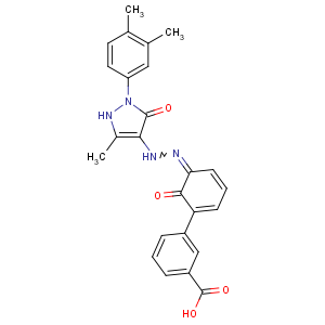 CAS No:496775-61-2 3-[(5E)-5-[[2-(3,<br />4-dimethylphenyl)-5-methyl-3-oxo-1H-pyrazol-4-yl]hydrazinylidene]-6-<br />oxocyclohexa-1,3-dien-1-yl]benzoic acid