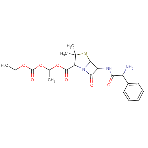 CAS No:50972-17-3 1-ethoxycarbonyloxyethyl<br />(2S,5R,6R)-6-[[(2R)-2-amino-2-phenylacetyl]amino]-3,<br />3-dimethyl-7-oxo-4-thia-1-azabicyclo[3.2.0]heptane-2-carboxylate