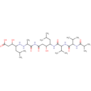 CAS No:51724-57-3 L-Alaninamide,N-(2-methyl-1-oxopropyl)-L-valyl-L-valyl-(3S,4S)-4-amino-3-hydroxy-6-methylheptanoyl-N-[(1S)-1-[(1S)-2-carboxy-1-hydroxyethyl]-3-methylbutyl]-