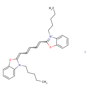 CAS No:53213-92-6 3-pentyl-2-[5-(3-pentyl-1,3-benzoxazol-3-ium-2-yl)penta-2,<br />4-dienylidene]-1,3-benzoxazole