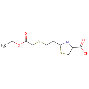 CAS No:53943-88-7 2-[2-(2-ethoxy-2-oxoethyl)sulfanylethyl]-1,3-thiazolidine-4-carboxylic<br />acid