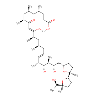 CAS No:56092-82-1 10,16-Docosadienoicacid,11,19,21-trihydroxy-4,6,8,12,14,18,20-heptamethyl-22-[(2S,2'R,5S,5'S)-octahydro-5'-[(1R)-1-hydroxyethyl]-2,5'-dimethyl[2,2'-bifuran]-5-yl]-9-oxo-,calcium salt (1:1), (4R,6S,8S,10Z,12R,14R,16E,18R,19R,20S,21S)-