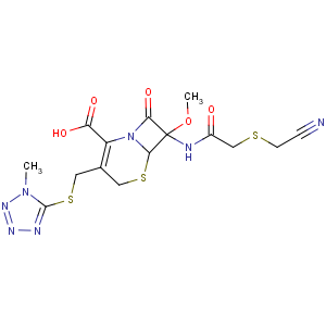 CAS No:56796-20-4 (6R,<br />7S)-7-[[2-(cyanomethylsulfanyl)acetyl]amino]-7-methoxy-3-[(1-<br />methyltetrazol-5-yl)sulfanylmethyl]-8-oxo-5-thia-1-azabicyclo[4.2.0]oct-<br />2-ene-2-carboxylic acid
