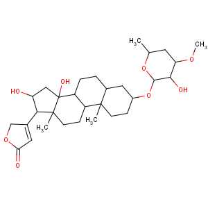CAS No:595-21-1 (3beta,5beta,16beta)-3-[(6-deoxy-3-O-methyl-D-galactopyranosyl)oxy]-14,16-dihydroxycard-20(22)-enolide