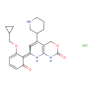 CAS No:600734-06-3 (7E)-7-[2-(cyclopropylmethoxy)-6-oxocyclohexa-2,<br />4-dien-1-ylidene]-5-[(3S)-piperidin-3-yl]-4,8-dihydro-1H-pyrido[2,<br />3-d][1,3]oxazin-2-one