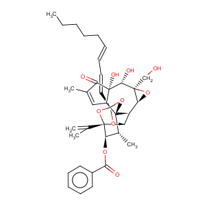 CAS No:60195-70-2 6H-2,8b-Epoxyoxireno[6,7]azuleno[5,4-e]-1,3-benzodioxol-6-one,10-(benzoyloxy)-3a,3b,3c,4a,5,5a,8a,9,10,10a-decahydro-5,5a-dihydroxy-4a-(hydroxymethyl)-7,9-dimethyl-10a-(1-methylethenyl)-2-(1E,3E)-1,3-nonadien-1-yl-,(2S,3aR,3bS,3cS,4aR,5S,5aS,8aR,8bR,9R,10R,10aS)-