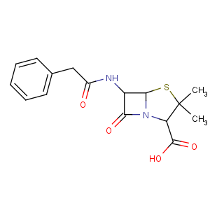 CAS No:61-33-6 (2S,5R,6R)-3,<br />3-dimethyl-7-oxo-6-[(2-phenylacetyl)amino]-4-thia-1-azabicyclo[3.2.0]<br />heptane-2-carboxylic acid