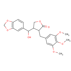 CAS No:6267-80-7 2(3H)-Furanone,4-(1,3-benzodioxol-5-ylhydroxymethyl)dihydro-3-[(3,4,5-trimethoxyphenyl)methyl]-
